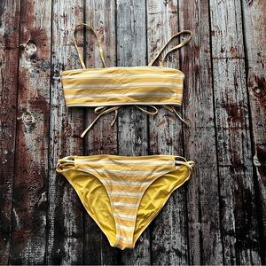 O’Neil Yellow Striped Bikini Swimsuit Set